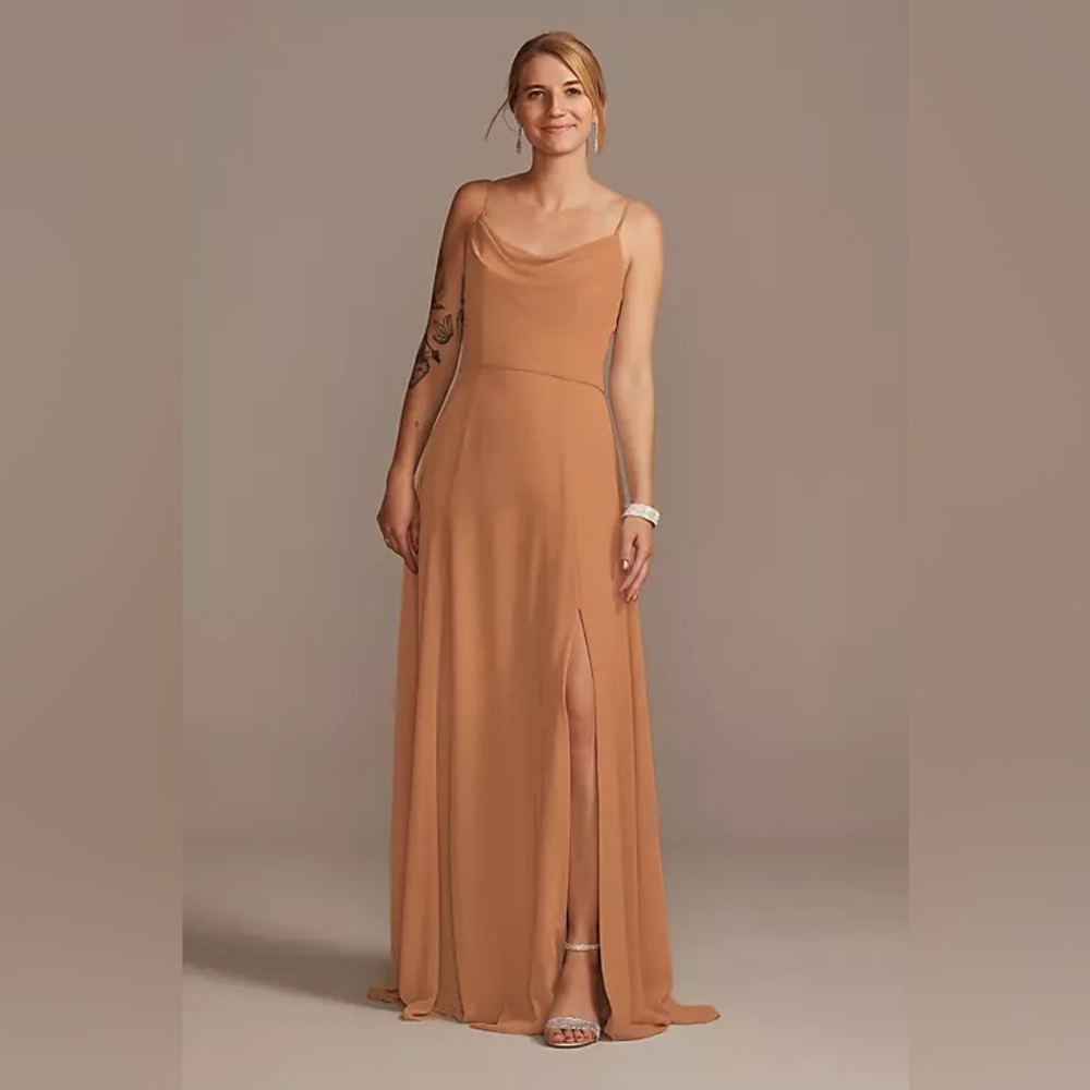 Cowl neck chiffon bridesmaids dress NWT